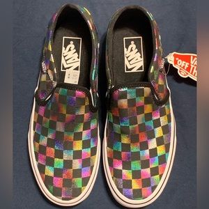 New Women’s VANS Asher Iridescent Check Slip-On Size 8